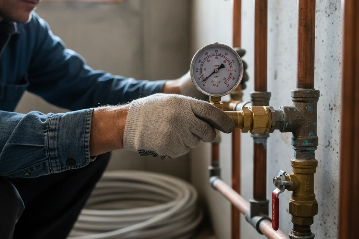 Pressure testing a repaired line during Water Line Repair in Smithton